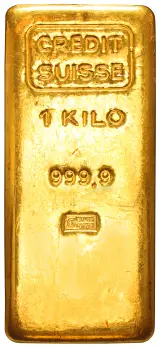 1kg Gold Credit Suisse Bullion Bar - Pre-Owned