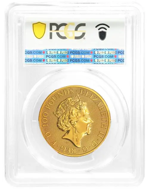 2021 Gold Graded 1 Ounce Queen's Beasts Elizabeth II obverse
