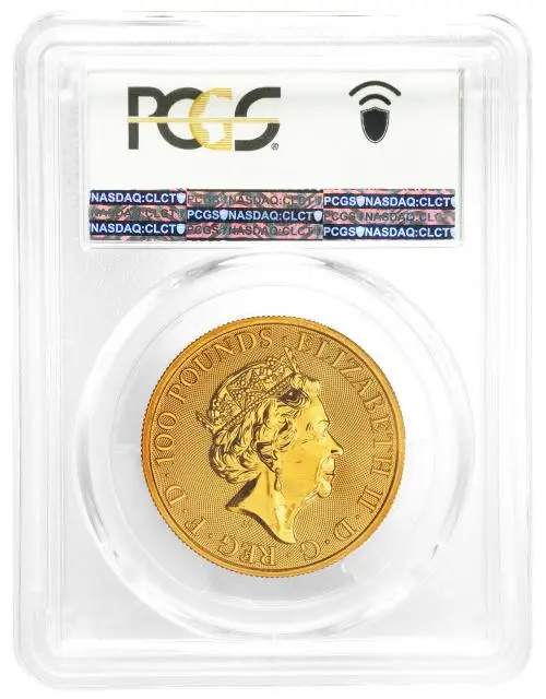 2021 Gold Graded 1 Ounce Queen's Beasts Elizabeth II obverse