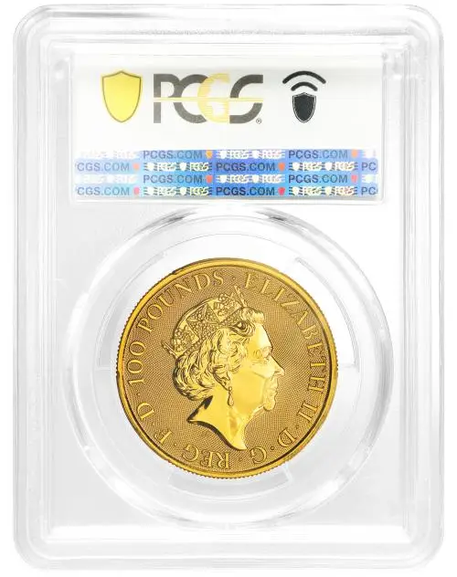 2021 Gold Graded 1 Ounce Queen's Beasts Elizabeth II obverse
