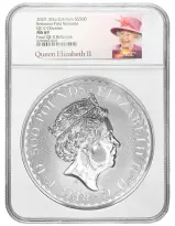 2023 Silver Bullion 1 Kilogram Britannia Elizabeth II Pound Sterling £500  Coin NGC United Kingdom The Royal Mint MS-69 obverse