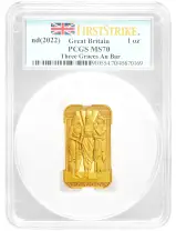 2021 First Strike 'Three Graces' 1 oz Gold Bullion Bar PCGS MS-70