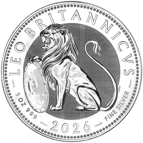 2026 British Lion 5 oz Silver Bullion Coin REVERSE chards image