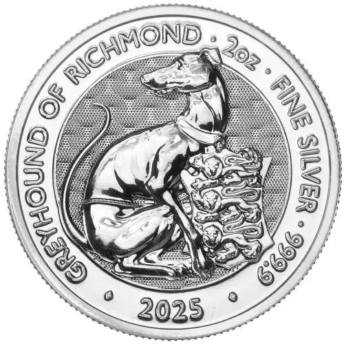 2025 Tudor Beasts 'White Greyhound of Richmond' 2 oz Silver Bullion Coin - Pre-Owned reverse