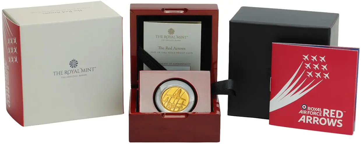 2025 The Red Arrows 1/4 Gold Proof Coin display