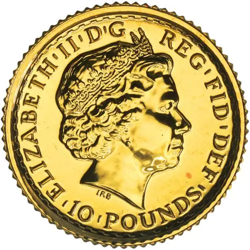 2014 Gold Bullion 0.1 Ounce Britannia £10  Coin Single United Kingdom The Royal Mint obverse