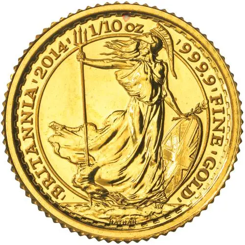 2014 Gold Bullion 0.1 Ounce Britannia £10  Coin Single United Kingdom The Royal Mint reverse
