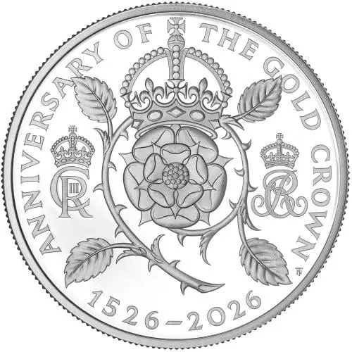 2026 '500 Years of the Crown' Silver Proof £5 Coin reverse