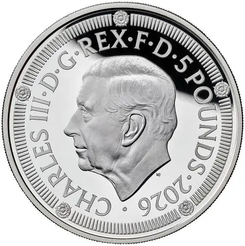 2026 Silver Proof 28.28g 500 Years of the Crown Charles III obverse trm