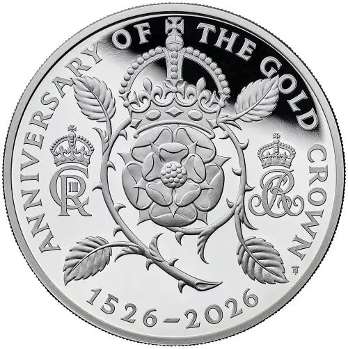 reverse of 2026 Silver Proof 500 Years of the Crown coin with Charles III cypher