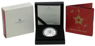2026 '500 Years of the Crown' Silver Proof £5 Coin display