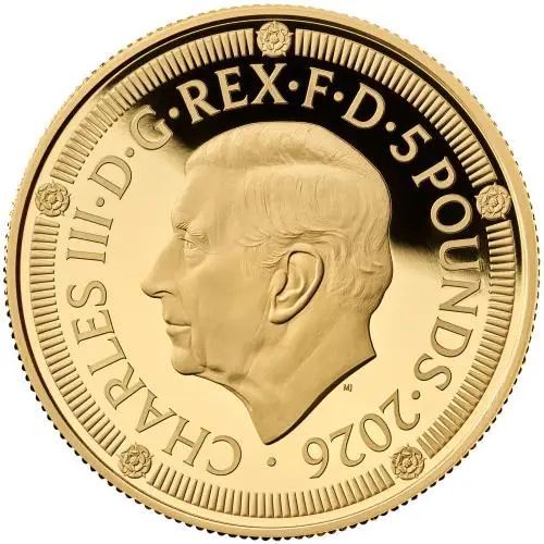 2026 '500 Years of the Crown' Gold Proof £5 Coin obverse royal mint image