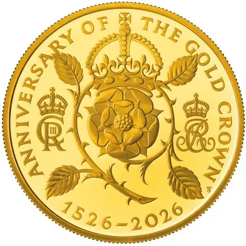 2026 '500 Years of the Crown' Gold Proof £5 Coin reverse