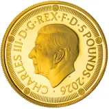 2026 '500 Years of the Crown' Gold Proof £5 Coin obverse