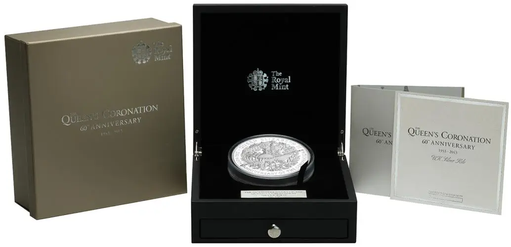 2013 Silver Proof 1 Kilogram Elizabeth II 60th Anniversary of the Coronation £500  Coin United Kingdom The Royal Mint display box