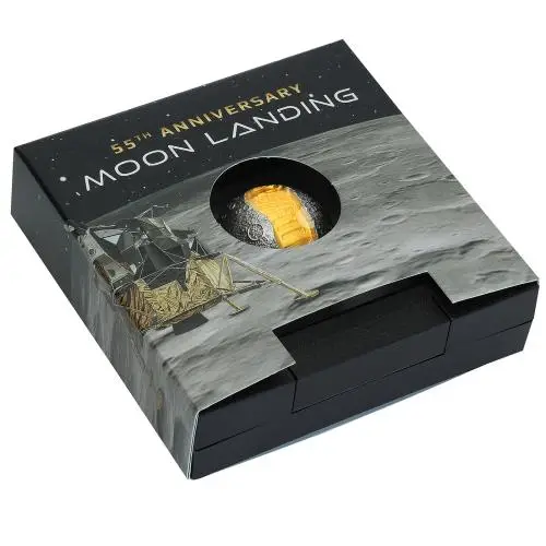 2024 Barbados $5 Fine Silver Coin – 55th Anniversary Moon Landing box