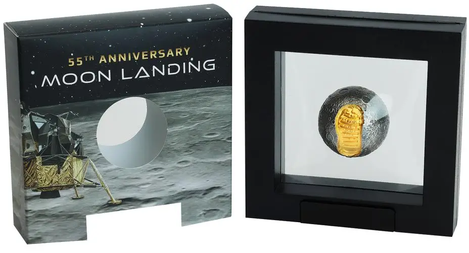 2024 Barbados $5 Fine Silver Coin – 55th Anniversary Moon Landing display