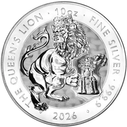 2026 Silver Bullion10 Ounce Tudor Beasts Charles III Queen's Lion Pound Sterling £10 Coin Single New United Kingdom The Royal Mint Reverse Face