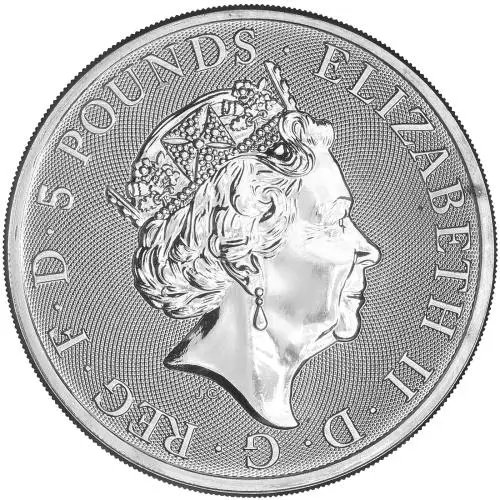 2020 Silver Bullion 2 Ounce Queen's Beasts Lion of Mortimer  Coin Single United Kingdom The Royal Mint obverse