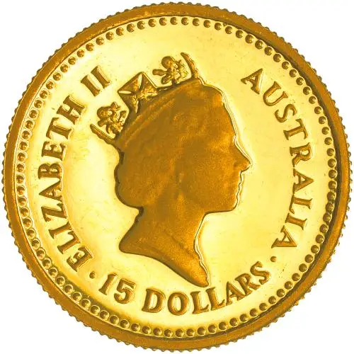 1986 Australia Nugget 'Little Hero 1890' 0.1 oz Gold Bullion obverse
