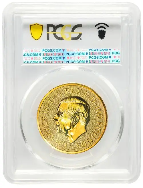 2024 Gold Bullion 1 Ounce Tudor Beasts Charles III Dragon Pound Sterling £100 Coin New United Kingdom The Royal Mint MS-68 obverse