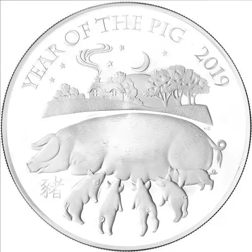 2019 Lunar "Year of the Pig" 1 kg Silver Proof Coin - Pre-Owned reverse