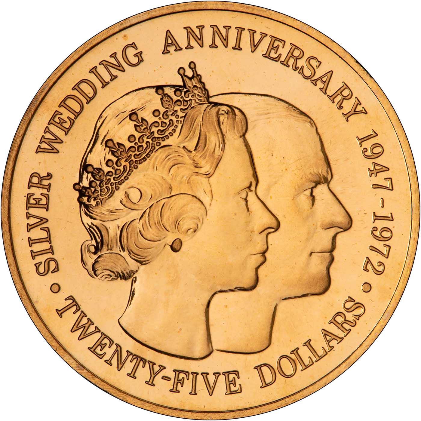 1972 Cayman Island Silver Wedding 25 Dollars Gold Proof Coin