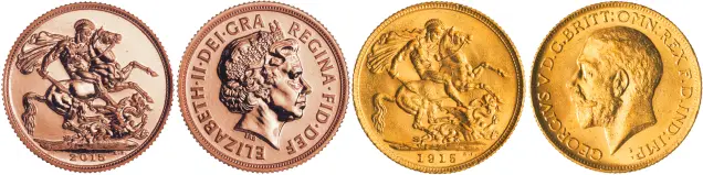 1915 - 2015 Gold Bullion Sovereign Centenary of the First World War  Coin Set With Cert With Box United Kingdom The Royal Mint 2 Coins reverse