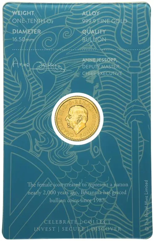 2026 Britannia 0.1 oz Gold Bullion Coin - In Sleeve obverse