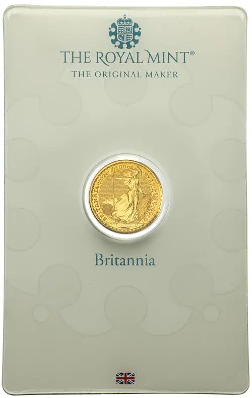 2026 Britannia 0.1 oz Gold Bullion Coin - In Sleeve reverse