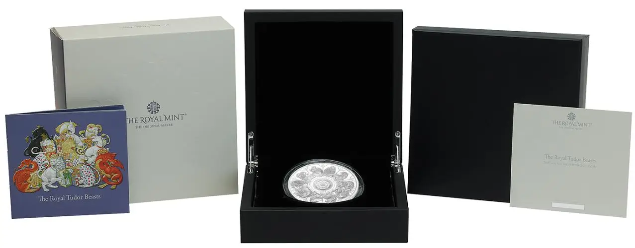 2027 Tudor Beasts Completer 5 oz Silver Proof Coin display box