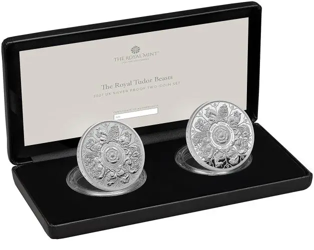 2027 Silver Proof 1 Ounce Tudor Beasts Charles III Completer Coin 2 Coin Set trm image