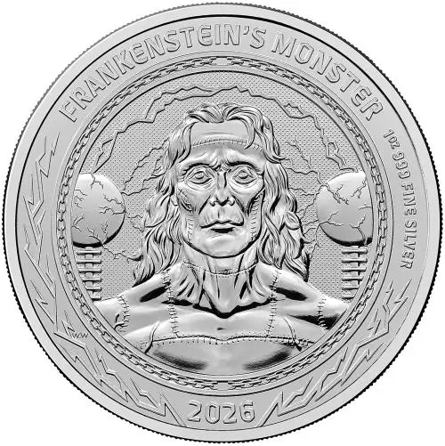 2026 Gothic Horror 'Frankenstein's Monster' 1 oz Silver Bullion Coin reverse