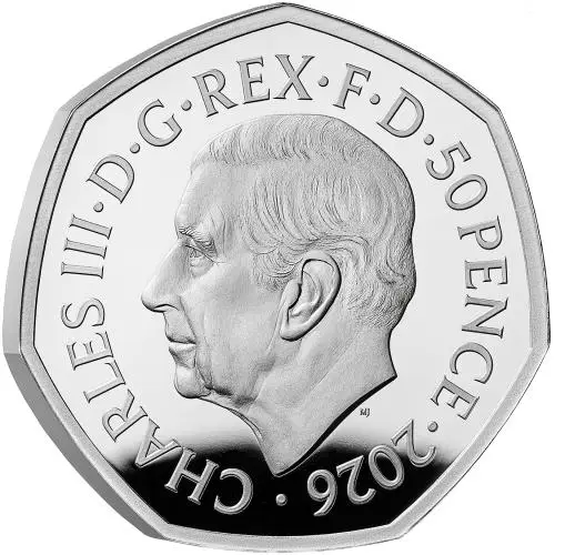2026 Cluedo Silver Proof 50 Pence Coin (Coloured) obverse edge trm image