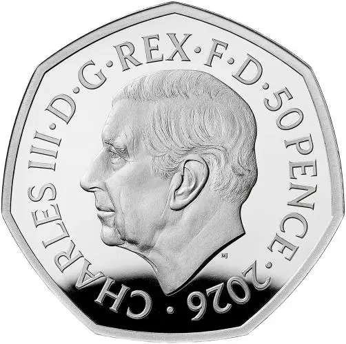 2026 Cluedo Silver Proof 50 Pence Coin (Coloured) obverse trm image