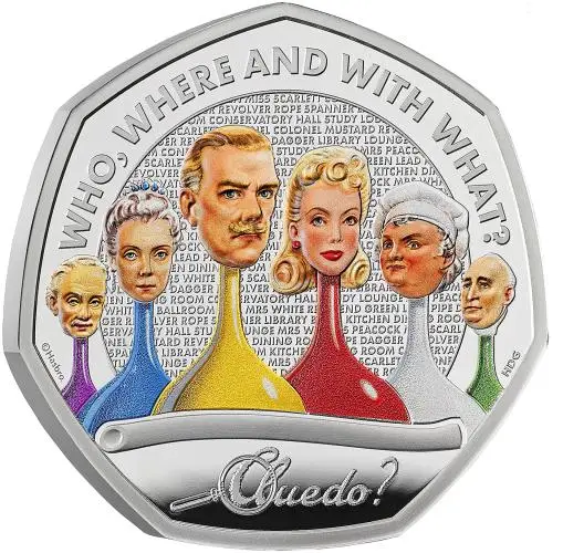 2026 Cluedo Silver Proof 50 Pence Coin (Coloured) reverse edge trm image