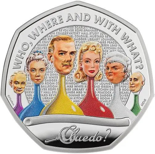 2026 Cluedo Silver Proof 50 Pence Coin (Coloured) reverse trm image