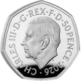 2026 Cluedo Silver Proof 50 Pence Coin (Coloured) obverse edge trm image