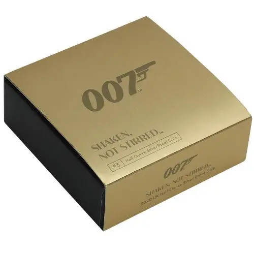 2020 James Bond 007 'Shaken Not Stirred' 0.5 oz Silver Proof Coin box