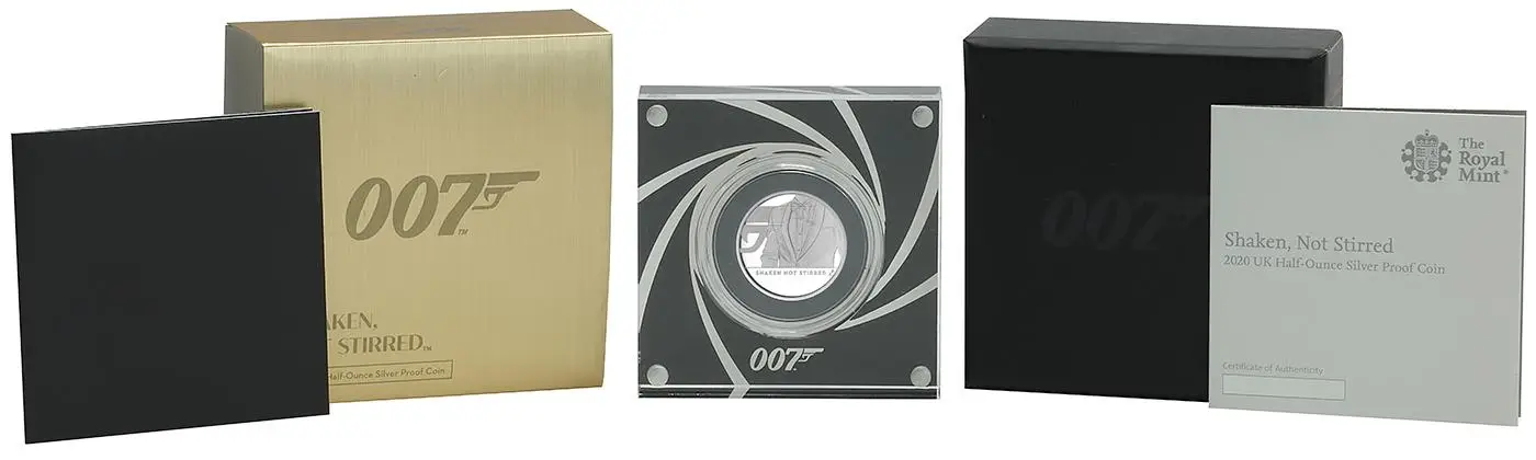 2020 James Bond 007 'Shaken Not Stirred' 0.5 oz Silver Proof Coin display