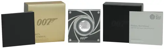 2020 James Bond 007 'Shaken Not Stirred' 0.5 oz Silver Proof Coin display