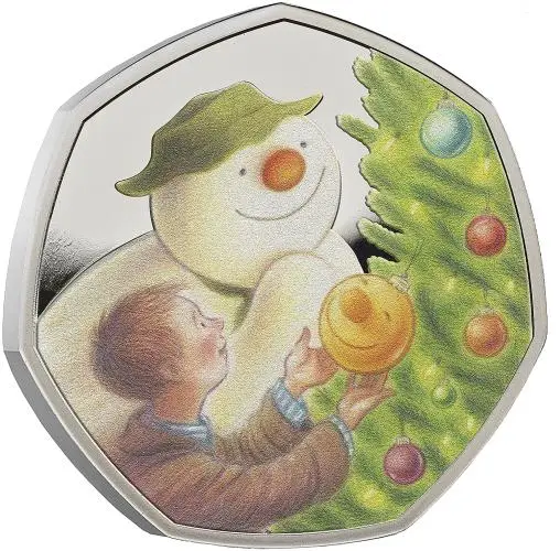 2026 The Snowman Silver Proof 50p Coin (Coloured) reverse edge trm