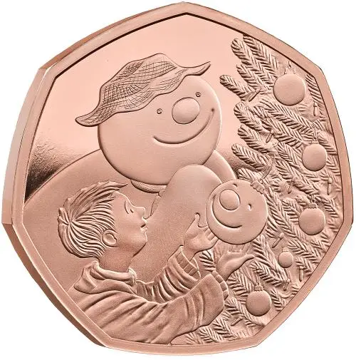 2026 The Snowman Gold Proof 50p Coin reverse edge trm