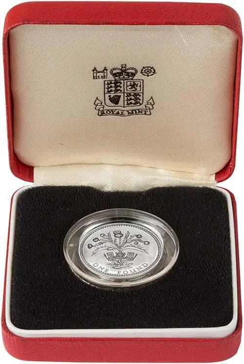 1984 UK Coin £1 Silver Proof Piedfort Scottish Thistle Pound Sterling 21587