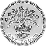 1984 UK Coin £1 Silver Proof Piedfort Scottish Thistle Pound Sterling 21588