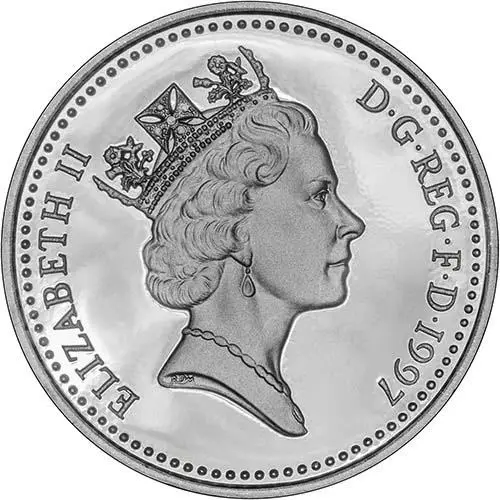 1997 UK Coin £1 Silver Proof Piedfort Three Lions Pound Sterling 23316