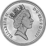 1997 UK Coin £1 Silver Proof Piedfort Three Lions Pound Sterling 23316
