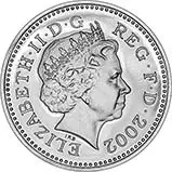 2002 UK Coin £1 Silver Proof Piedfort Three Lions Pound Sterling 23325