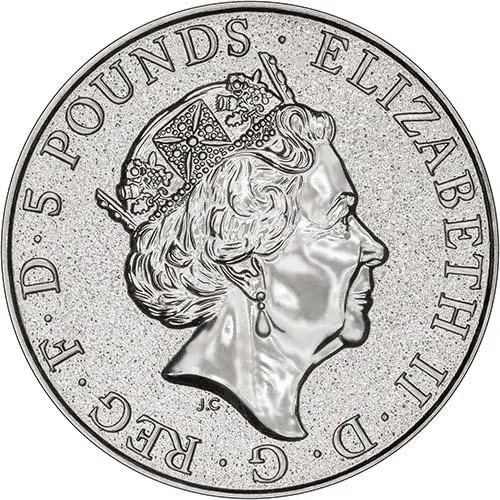 2017 2 oz Silver Coin Queen's Beasts Bullion Red Dragon Obverse
