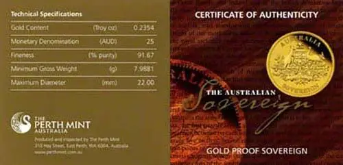 2009 Gold Australian Sovereign Perth Proof 20889